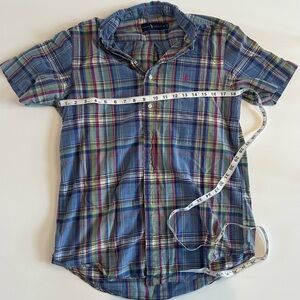 Polo Ralph Lauren Mens Short Sleeve Shirt Classic Fit Pony Logo Blue Plaid M